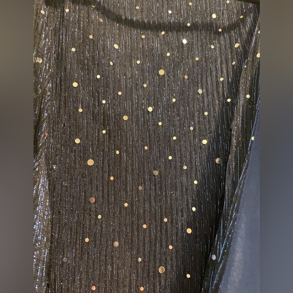 Navy Blue Belle Glitter Surplice Plunging Belted Maxi Formal Dress - Picture 3 of 4